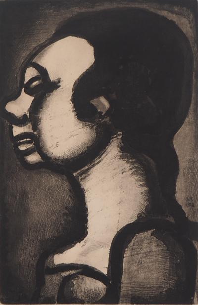 Georges ROUAULT - Portrait de la Dame : de profil 1928 - Gravure originale signée 2
