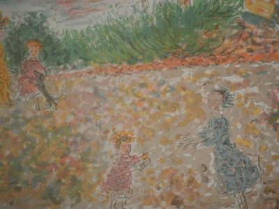 Kostia TERECHKOVITCH : Enfants dans le jardin sur les hauteurs de Nice -  Lithographie originale signée 2