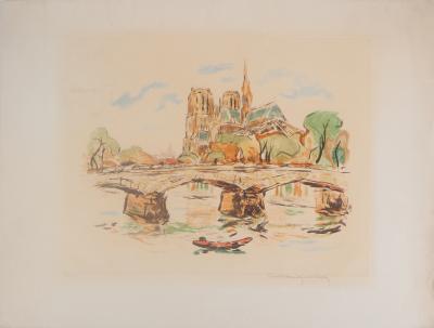 Paul Louis GUILBERT - Paris : La Seine et Notre-Dame - Gravure originale signée 2