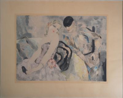 Micao KONO - Ballerine et Arlequin - Gravure originale signée 2
