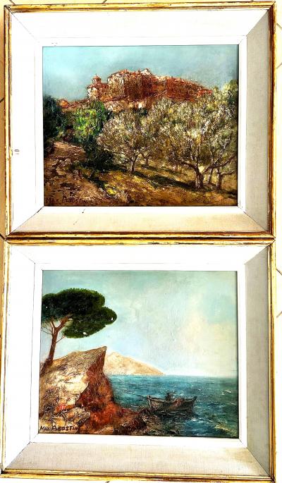 Max AGOSTINI - Vue de la côte d’Azur, XXe siècle - Ensemble de deux huiles sur panneaux 2