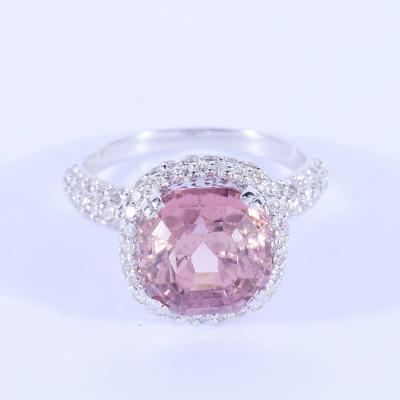 Bague Or Blanc Diamant et Tourmaline 2