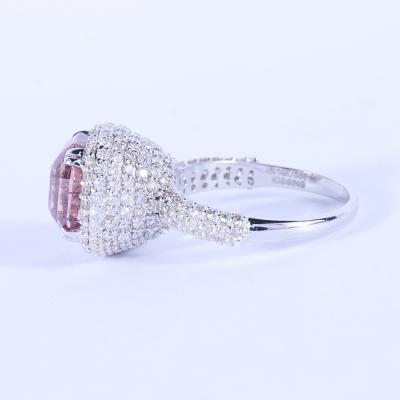 Bague Or Blanc Diamant et Tourmaline 2