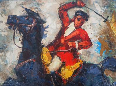 Henry Maurice D’ANTY - Cheval : Le Joueur de Polo - Huile sur toile signée 2