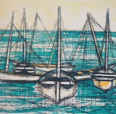 Gaëtan de ROSNAY - Les barques de pêcheurs, 1984 - Lithographie originale signée 2