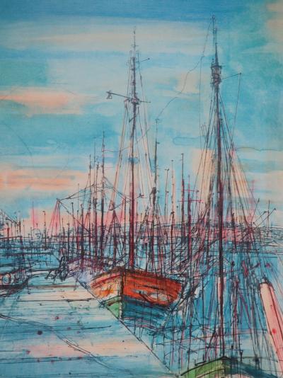 Jean CARZOU - Voiliers au port, 1958 - Gravure originale signée 2