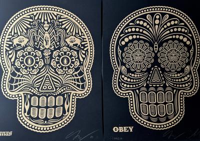 Shepard FAIREY (Obey) - Obey & Ganas Day of the Dead Calavera Set, 2021 - Ensemble de deux impressions typographiques 2