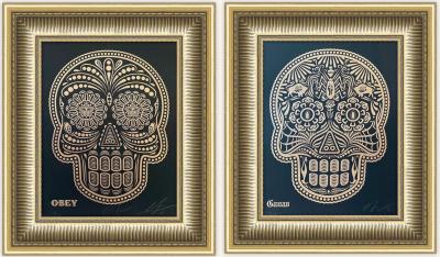 Shepard FAIREY (Obey) - Obey & Ganas Day of the Dead Calavera Set, 2021 - Ensemble de deux impressions typographiques 2