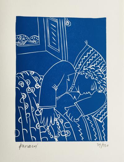 Alekos FASSIANOS - Rebetika III, 1991 - Linogravure originale signée au crayon 2