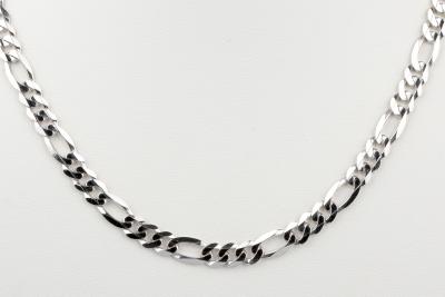 Collier en or blanc 18 carats maille maille figaro 2