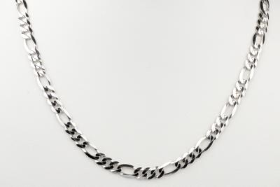 Collier en or blanc 18 carats maille maille figaro 2