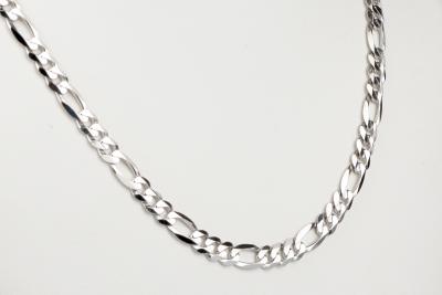 Collier en or blanc 18 carats maille maille figaro 2