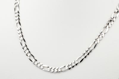 Collier en or blanc 18 carats maille maille figaro 2