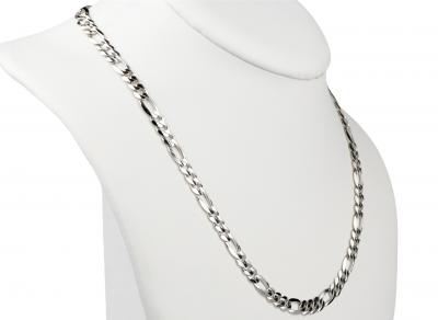 Collier en or blanc 18 carats maille maille figaro 2