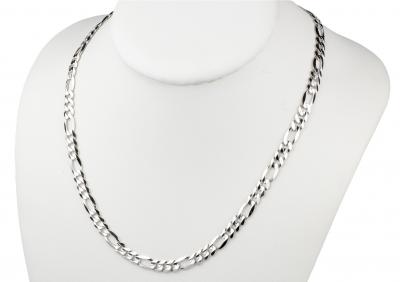 Collier en or blanc 18 carats maille maille figaro 2