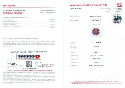 2,42 carats. Grenat Rhodolite Violet 2