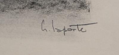 Georges LAPORTE - Bretagne, Barques à marée basse - Dessin original au pastel signé 2