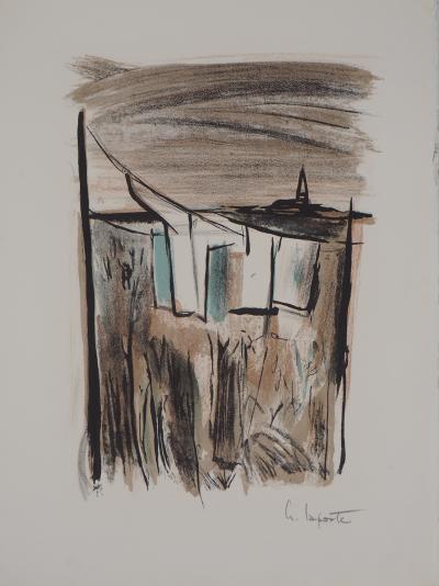 Georges LAPORTE - A l’écart de la ville, 1971 - Lithographie originale signée 2