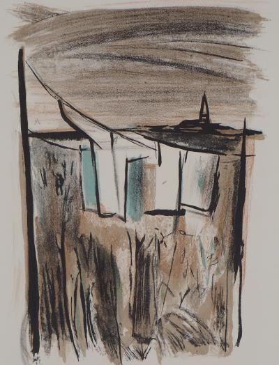 Georges LAPORTE - A l’écart de la ville, 1971 - Lithographie originale signée 2