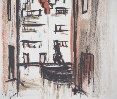 Georges LAPORTE - Gondolier sur les canaux de Bruges, 1971 - Lithographie originale signée 2