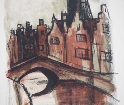 Georges LAPORTE - Pont à Amsterdam, 1971  - Lithographie originale signée 2