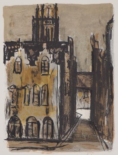 Georges LAPORTE - Pays-Bas : Cathédrale en Hollande, 1971 - Lithographie originale signée 2