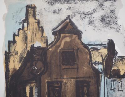 Georges LAPORTE - Vieille maison hollandaise, 1971  - Lithographie originale signée 2