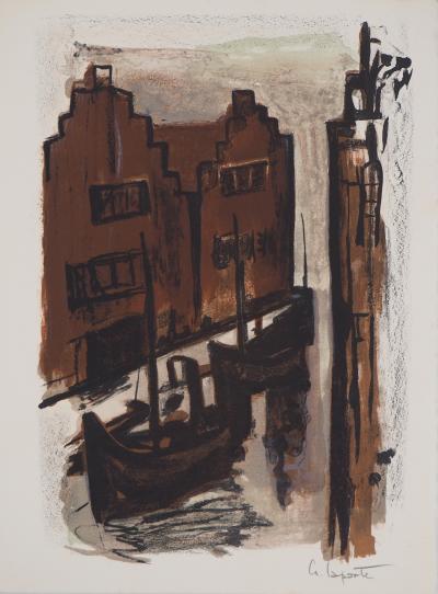 Georges LAPORTE  - La petite Venise du Nord, 1971 - Lithographie originale signée 2
