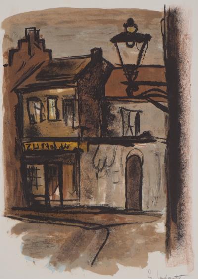 Georges LAPORTE - Le café du village, 1971 - Lithographie originale signée 2