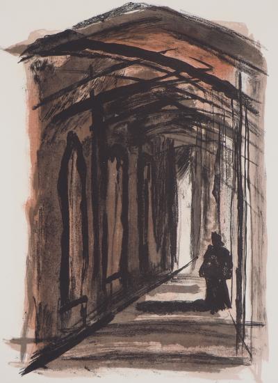 Georges LAPORTE - Le vieux Cloitre, 1971  - Lithographie originale signée 2