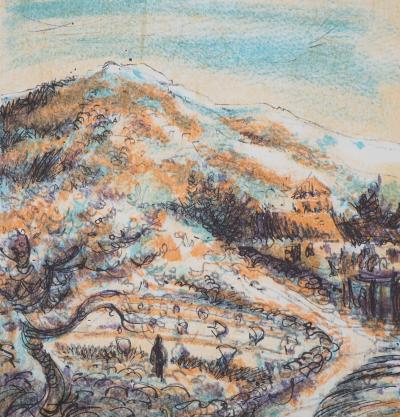 Aimé Daniel  STEINLEN : Abords d’Aix, Chemin vers la Sainte Victoire - Lithographie originale signée 2