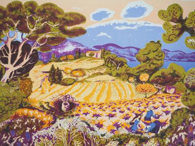 Dany LARTIGUE - Provence : l’agriculture traditionnelle - Lithographie originale signée 2