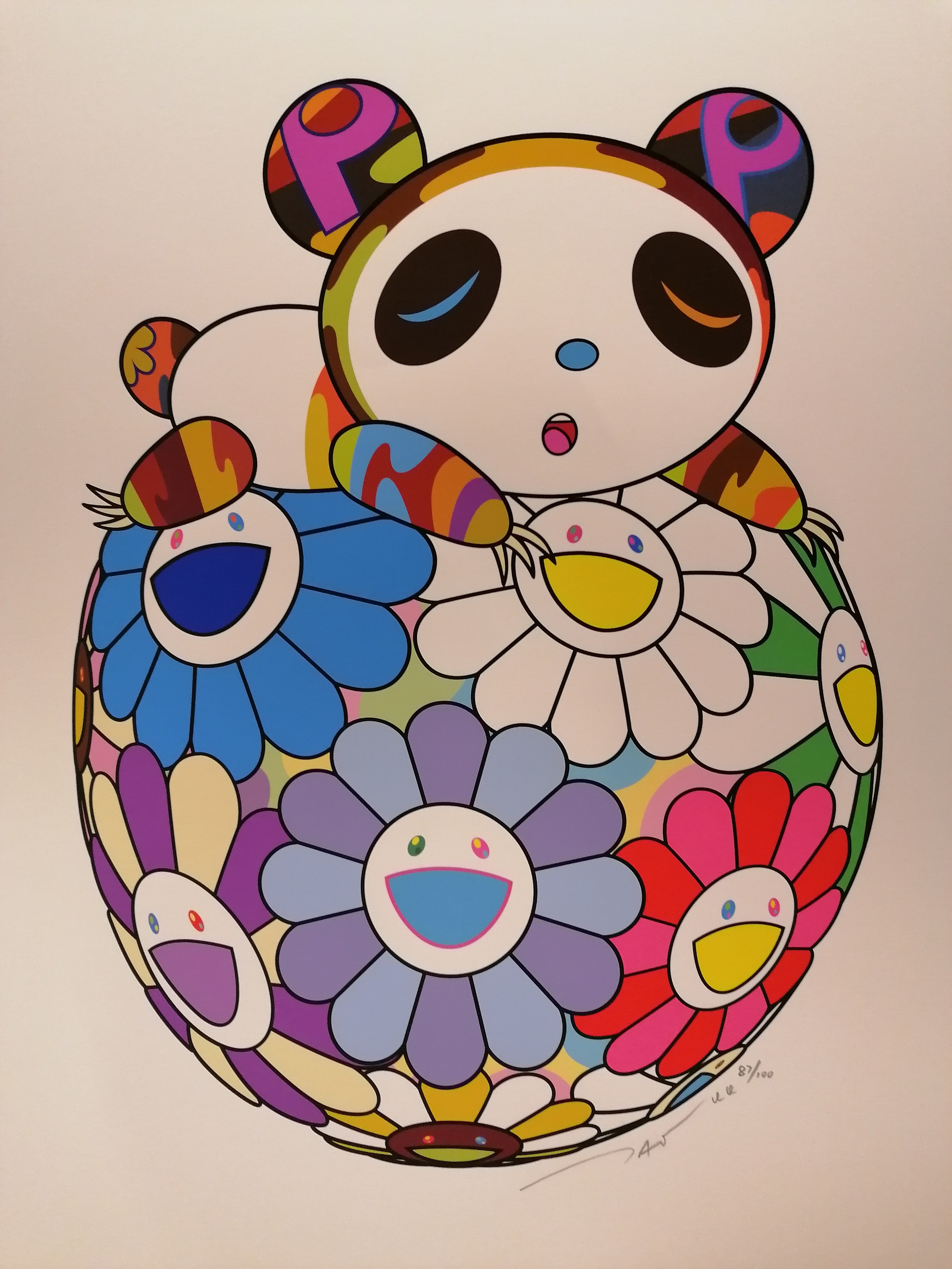 Takashi MURAKAMI - Atop a Ball of Flowers, a Panda Cub Sleeps
