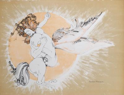 Didier MOREAU : Mythologie, Ange et Centaure - Lithographie originale signée 2
