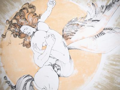 Didier MOREAU : Mythologie, Ange et Centaure - Lithographie originale signée 2