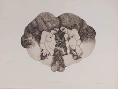 Gerard DARAN - Psychanalyse, Adam et Eve, 1973 - Gravure originale signée 2