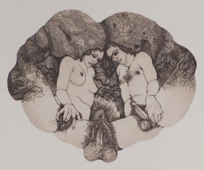 Gerard DARAN - Psychanalyse, Adam et Eve, 1973 - Gravure originale signée 2