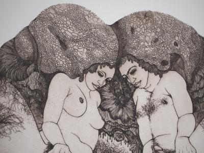 Gerard DARAN - Psychanalyse, Adam et Eve, 1973 - Gravure originale signée 2