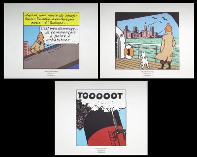 HERGE (d’après) -  TINTIN en Amérique 2011 - 3 lithographies Ex Libris 2