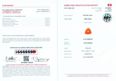 6,14 carats. Opale de feu orange vif 2