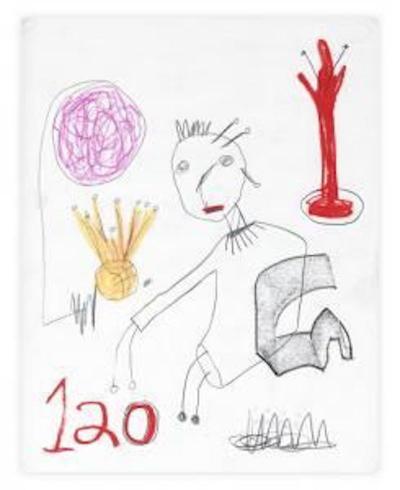 Paul KOSTABI - Cent vingt, 2002 - techniques mixtes sur papier 2