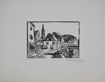 Pierre LEPAGE - Brittany: Traditional village - Original signed wood engraving 2