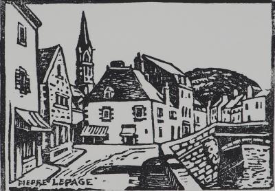 Pierre LEPAGE - Brittany: Traditional village - Original signed wood engraving 2