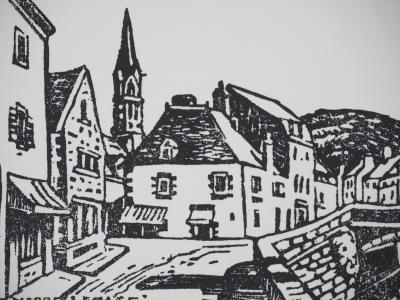 Pierre LEPAGE - Brittany: Traditional village - Original signed wood engraving 2