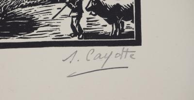 S. Cayotte - Ferme en Suisse - Gravure sur bois originale signée 2