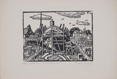 Pierre LEPAGE - Bretagne : Chantier naval à Concarneau - Gravure sur bois originale signée 2