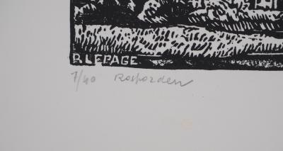 Pierre LEPAGE - Bretagne : l’église de Rosporden  - Gravure sur bois originale signée 2