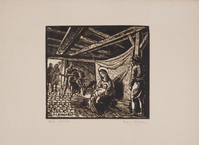 Pierre LEPAGE - The Nativity - Original signed wood engraving 2