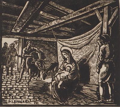 Pierre LEPAGE - The Nativity - Original signed wood engraving 2