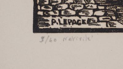 Pierre LEPAGE - The Nativity - Original signed wood engraving 2